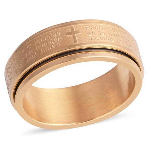 Men's Spanish Lord's Prayer Spinner Ring - Picture 1 of 5